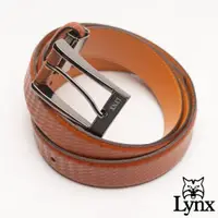 在飛比找ETMall東森購物網優惠-Lynx - 美國山貓編織壓紋男士真皮穿針式皮帶-共2色