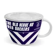 AFL Soup Mug with Lid - Fremantle Dockers - Ceramic - 850mL Capacity