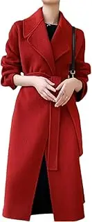 [Generic] Women's Big Collar Coat 100 Percent solid Wool Reversible Woolen Loose Wear Coat