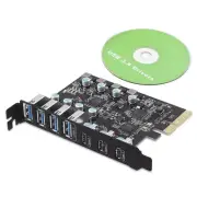 7 Ports 4*USB-A 3*USB-C PCIe to USB 3.2 Gen 2 Expansion Card 20 Gbps Bandwidth