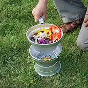 JSEIAJB Travel Camping Gas Stove Fires Wind Screen Shield Cooking System Portable Burners Set with Tableware