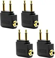 4 Pieces Airplane Adapter Earphone, Dual 3.5mm Male to Female Headphone Adapter Gold Plated Earphone Aeroplane