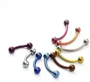 [Generic] Implant Grade Titanium Internally Threaded Curved Ball Barbell Bar Daith Rook Eyebrow Piercing Colour Anodizing