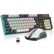 RedThunder K10 Wireless Gaming Keyboard and Mouse Combo LED Backlit Rechargea...