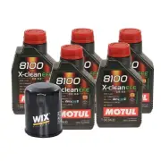 5L Motul 8100 X-CLEAN EFE 5W30 Wix Filter Motor Oil Change Kit API SN (for: Honda)