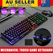 T6 USB Wired Mechanical Gaming Keyboard104 Keys RGB LED Backlit for Windows