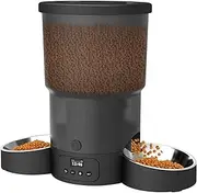 SURDY Automatic Cat Feeder for 2 Cats, 20 Cups/5L Automatic Cat Food Dispenser for Small Pets Auto Cat Feeder for Dry Food, Dual Power Supply and Timer Setting 12 Portions 6 Meals Per Day
