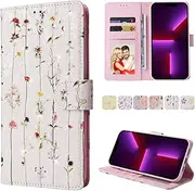 UEEBAI Wallet Case for iPhone 11 6.1 inch, PU Leather Phone Case Kickstand RFID Blocking Flip Case with Card Slots Wrist Strap Relief Engraved Pattern Magnetic Closure Folio Case, Vine