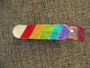 St. Nicholas Square Ornament Skateboard Multicolored Glitter Accents NWT