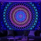 Blacklight Tapestry Hippie Tapestry UV Reactive Tapestry Trippy Decor Neon Boho