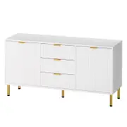 Levede Textured Sideboards Buffet with 3 Drawers 2 Doors White