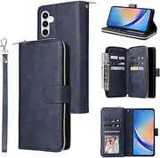 [YocoverTech] for Samsung A35 5G Case, for Galaxy A35 5G Wallet Case[9 Card Slots+1 Cash Slot] PU Leather Stand Flip Zipper Wallet Cover[6.6 inch]-Blue