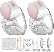 REFENG Bebebao BB-P1 2 Pack Wearable Electric Breast Pump Hands Free Portable Breast Cup 8oz/240ml BPA-free 3 Modes 10 Suction Levels for Breastfeeding with 24mm Flange + 2pcs Bra Adjustment Buckles +