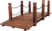 Gardeon Garden Ornaments, Fir Wood Gardening Ornament Decorations Vintage Decor Rustic Chain Bridge Home Outdoor Yard Setting Decoration, Classic Arch Design Extra Thick 160kg Capacity