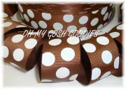 5 YARD SALE 1.5 CHOCOLATE BROWN WHITE CLASSIC JUMBO DOTS GROSGRAIN RIBBON
