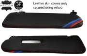 RED STITCH TRI STRIPE 2X SUN VISORS LEATHER COVERS FOR BMW E30 81-92 COUPE (for: BMW)