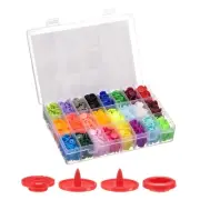 480 Set Plastic Snaps T5 Round Resin No-Sew Button Fasteners Kit, Mixed Color