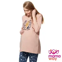 在飛比找momo購物網優惠-【mamaway 媽媽餵】迪士尼小鹿斑比孕哺居家服組(灰粉紅