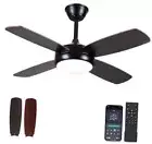 Ceiling Fans with Lights - 42" Black Outdoor Ceiling Fan with Black Borwn