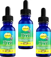 Liquid Vitamin D3 K2 Drops with MCT Oil 5000 IU - Vegan, No Taste, No Odor, Soy-Free, Gluten Free, Non-GMO, 1000 IU per Drop, Boosts Energy & Immune System, Supports Heart Health (3 Pack)