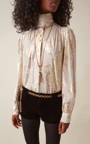 [Chloé] Metallic Silk Jacquard Top