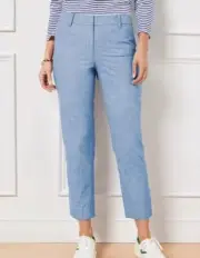 Talbots NWT Light Blue Chambray Perfect Crop Pants Women's Size 10