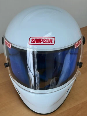Simpson Rare Item Vintage V5 Auto Racing Helmet 73/8 White Snell90 NEW Worn Once