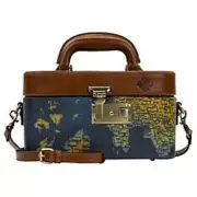 Patricia Nash Brescia Leather Mini Train Case - Greek Map NWT