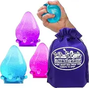 Schylling Nee Doh Dream Drop...Translucent Groovy Glob! Squishy, Squeezy, Popping, Stretchy Stress Fidget Drops Complete Gift Set Party Bundle with Storage Bag - 3 Pack (Purple, Pink & Blue)