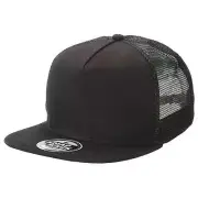 Plain Adult Chino Snapback Trucker Cap Flat Peak 5 Panel Design | FETTY