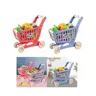 Kids Shopping Cart Trolley Play Set for Photography Prop Toys Make up Holder