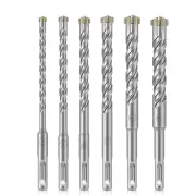 6PCS 10mm Round Shank Tungsten Carbide Twist Concrete & Masonry Drill Bits Set 6mm/8mm/10mm/12mm/14mm/16mm Cutting Diame