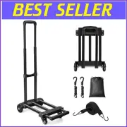 Durable Folding Dolly Cart with 4 Wheels and Extendable Base - Easy Storage