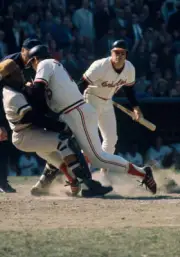 Orioles Dave Johnson Crashes Into Pirates Manny Sanguillen At Home Old Photo