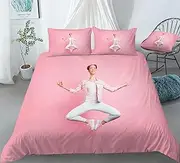 Yoga Poses Meditation Comfortcer Set Yoga Workout Yoga for Beginners Bedding Set |1 Comforter+2 Pillowshams(3Pcs) or Sheet (4Pcs) (TWIN-3PCS,A)