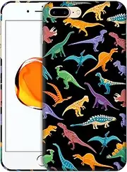 GlamCase for iPhone 7 Plus / 8 Plus, iPhone 7 Plus / 8 Plus Case - Dinosaur Multicolor Pattern Printed Slim & Sleek Cute Plastic Protective Designer Back Case/Cover for iPhone 7 Plus / 8 Plus