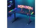 Advwin L Shaped Gaming Desk RGB LED 160cm Computer Gamer Table Black
