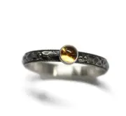 4mm Citrine Ring Symmetrical Flower 925 Sterling Silver