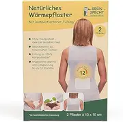 Grünspecht Natural Heat Plaster 13 x 10 cm, Up to 12 Hours Heat On The Go, Compostable Filling for Sensitive Skin, for Back, Abdomen, Neck, Pack of 2 (141-V1)