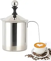 XUNQUCOM Stainless Steel Double Strainer Manual Milk Frother