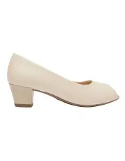 [Wide Steps] Hilary Heeled Shoes in Nude Leather