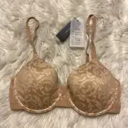 Natori 32C Bra Beige Sheer Illusion Contour Underwire 721322 NEW $66