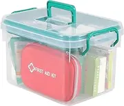 Oymlclivisa Plastic First Aid Medicine Box, Household First Aid Kit with Handles and Lid, Clear