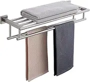 Bathroom Towel Rack 24 Inch Tower Holder with Double Towel Bar Brushed Nickel Towel Rack Wall Mounted SUS304 Stainless Steel Hotel Towel Shelf Modern Towel Hanger