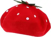 [ORFOFE] Kawaii Strawberry Beret for Adorable Wool Party Hat for Dress Up Cosplay and Gatherings Fun Fashionable Accessory for Head