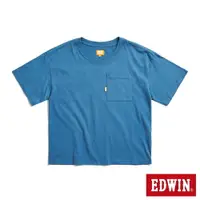 在飛比找樂天市場購物網優惠-EDWIN 橘標 方版口袋短袖T恤-女款 灰藍色 #503生