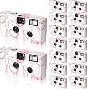 16 Pack Disposable Cameras for Wedding, 34mm Single Use Film Camera Bulk Disposable Cameras with Flash for Weddings, Anniversary, Baby Shower, Travel, Camp, Party Focus Free, Easy to Use