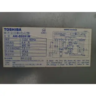 TOSHIBA 東芝(AW-B8091M) 7.5KG 洗衣機