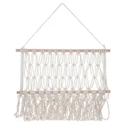Decorative Hand Woven Cotton Mesh Multi-function Storage Hammock Wall Hanging Book Shelf Kids Bedroom Decor