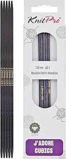 [KNITPRO] J'Adore Cubics Double Pointed Knitting Needles Set of 5 - Wooden Needles for Socks, Hats, Mittens, Short Circular Knitting - 15cm x 3.25mm